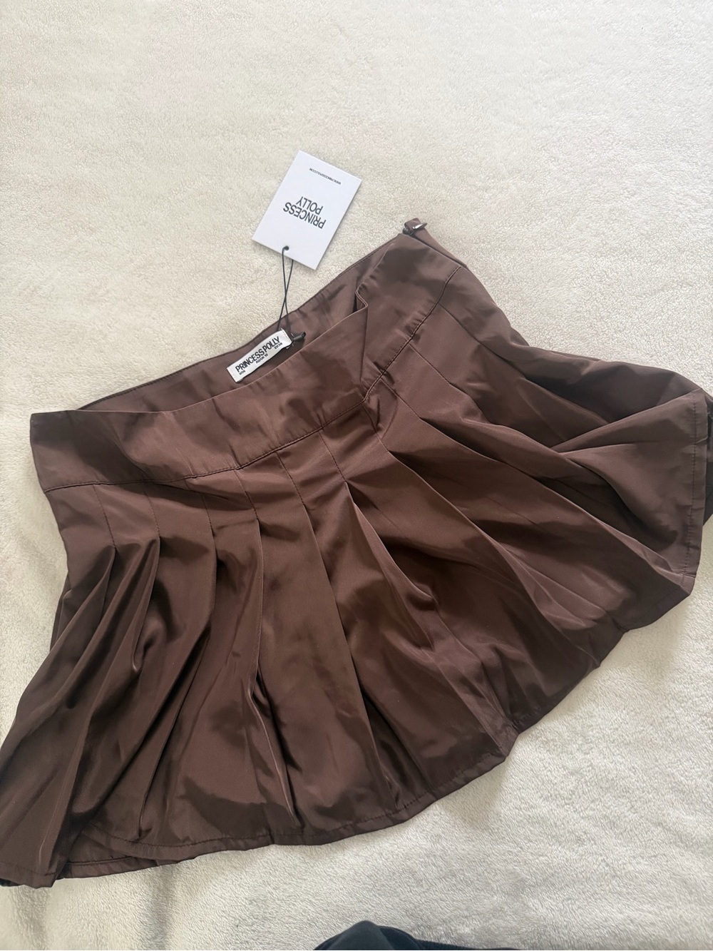 Princess Polly Chocolate Brown Pleated Mini Skirt